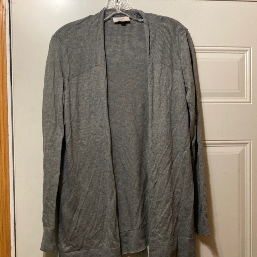 Loft Lightweight Open Front Gray Cardigan S